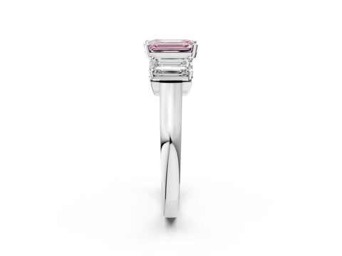 White gold Three-Stone Fancy Pink Emerald Cut Brilliant Diamond Trellis Ring with Comfort Fit Band_14