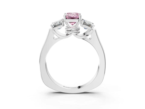White gold Three-Stone Fancy Pink Emerald Cut Brilliant Diamond Trellis Ring with Comfort Fit Band_15
