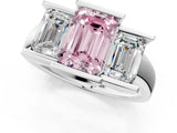White gold Three Stone Fancy Pink Emerald Cut Cut Channel Set Diamond Ring_25