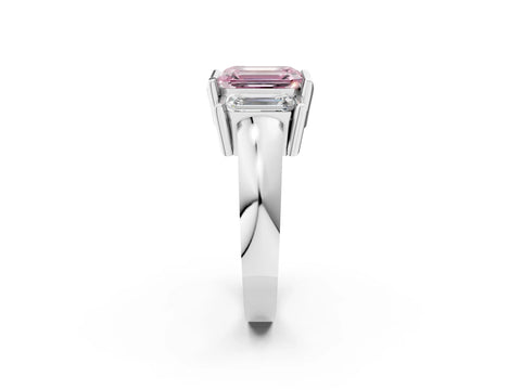 White gold Three Stone Fancy Pink Emerald Cut Cut Channel Set Diamond Ring_26