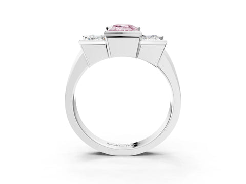 White gold Three Stone Fancy Pink Emerald Cut Cut Channel Set Diamond Ring_27
