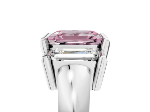 White gold Three Stone Fancy Pink Emerald Cut Cut Channel Set Diamond Ring_29