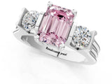 White gold Three-Stone Fancy Pink Emerald Cut Cut Classic Band Prong Setting Ring_1