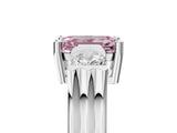 White gold Three-Stone Fancy Pink Emerald Cut Cut Classic Band Prong Setting Ring_5
