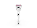 White gold Three-Stone Fancy Pink Emerald Cut Cut Diamond Engagement Ring with Flat Band and Four-Prong Setting_14