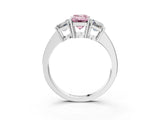 White gold Three-Stone Fancy Pink Emerald Cut Cut Diamond Engagement Ring with Flat Band and Four-Prong Setting_15