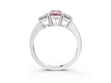 White gold Three-Stone Fancy Pink Emerald Cut Cut Diamond Engagement Ring with Flat Band and Four-Prong Setting_15