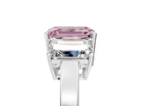 White gold Three-Stone Fancy Pink Emerald Cut Cut Diamond Engagement Ring with Flat Band and Four-Prong Setting_17