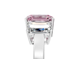 White gold Three-Stone Fancy Pink Emerald Cut Cut Diamond Engagement Ring with Flat Band and Four-Prong Setting_17
