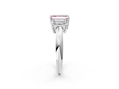 White gold Three-Stone Fancy Pink Emerald Cut Cut Diamond Engagement Ring with Prong Setting on a White Gold Band_38