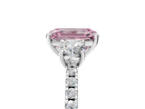 White gold Three-Stone Fancy Pink Emerald Cut Cut Diamond Pavé Band with Prong Setting_32