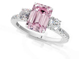 White gold Three-Stone Fancy Pink Emerald Cut Cut Diamond Pavé Band with Prong Setting_34