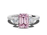 White gold Three-Stone Fancy Pink Emerald Cut Cut Diamond Pavé Band with Prong Setting_39