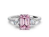 White gold Three-Stone Fancy Pink Emerald Cut Cut Diamond Pavé Band with Prong Setting_51