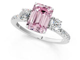 White gold Three-Stone Fancy Pink Emerald Cut Cut Diamond Pavé Band with Prong Setting_52