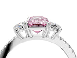 White gold Three-Stone Fancy Pink Emerald Cut Cut Diamond Pavé Band with Prong Setting_55