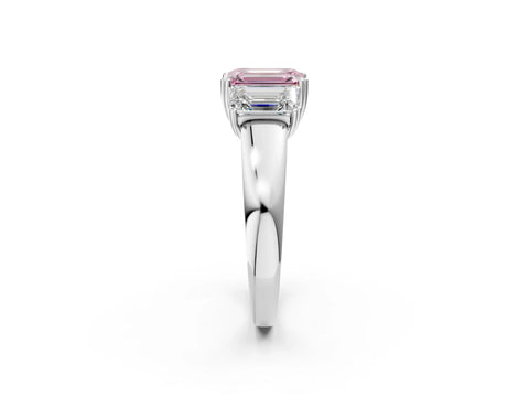 White gold Three-Stone Fancy Pink Emerald Cut Cut Diamond Ring with Channel Set Band and Four-Prong Setting_2