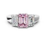 White gold Three-Stone Fancy Pink Emerald Cut Cut Diamond Ring with Channel Set Band and Four-Prong Setting_36