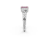White gold Three-Stone Fancy Pink Emerald Cut Cut Diamond Ring with Channel-Set Band and Prong Setting_2