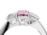 White gold Three-Stone Fancy Pink Emerald Cut Cut Diamond Ring with Prong Setting and Classic Band_16