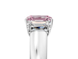 White gold Three-Stone Fancy Pink Emerald Cut Cut Diamond Ring with Prong Setting and Classic Band_17