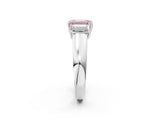 White gold Three-Stone Fancy Pink Emerald Cut Cut Diamond Ring with Prong Setting and Classic Band_2