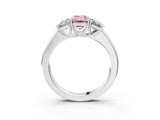 White gold Three-Stone Fancy Pink Emerald Cut Cut Diamond Ring with Prong Setting and Classic Band_3