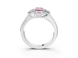 White gold Three-Stone Fancy Pink Emerald Cut Cut Diamond Ring with Prong Setting and Classic Band_3