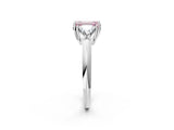 White gold Three-Stone Fancy Pink Emerald Cut Cut Diamond Ring with Trillion Side Stones and Four-Prong Setting_13