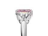 White gold Three-Stone Fancy Pink Emerald Cut Cut Diamond Ring with Trillion Side Stones and Four-Prong Setting_16