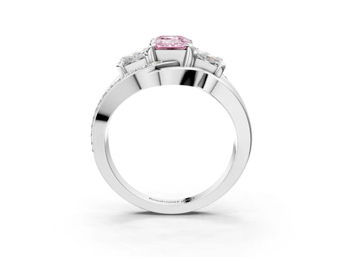 White gold Three-Stone Fancy Pink Emerald Cut Cut Diamond Split Shank Prong Set Ring_27