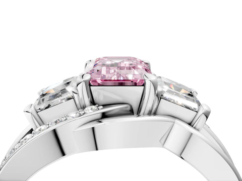 White gold Three-Stone Fancy Pink Emerald Cut Cut Diamond Split Shank Prong Set Ring_28