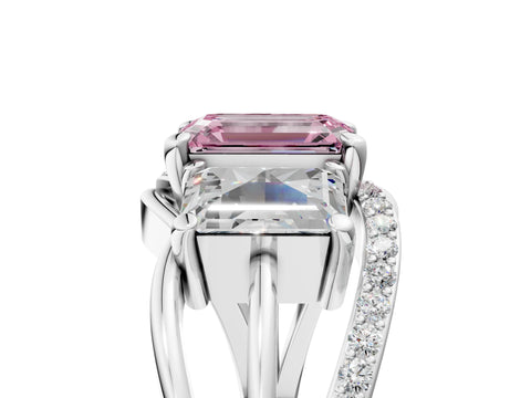 White gold Three-Stone Fancy Pink Emerald Cut Cut Diamond Split Shank Prong Set Ring_29