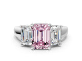White gold Three-Stone Fancy Pink Emerald Cut Cut Solitaire Ring with Classic Prong Setting_12