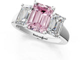 White gold Three-Stone Fancy Pink Emerald Cut Cut Solitaire Ring with Classic Prong Setting_13
