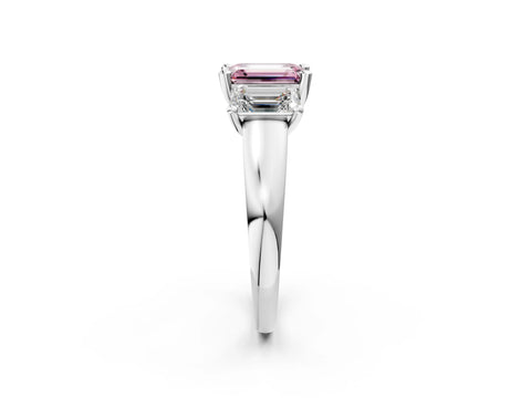 White gold Three-Stone Fancy Pink Emerald Cut Cut Solitaire Ring with Classic Prong Setting_14