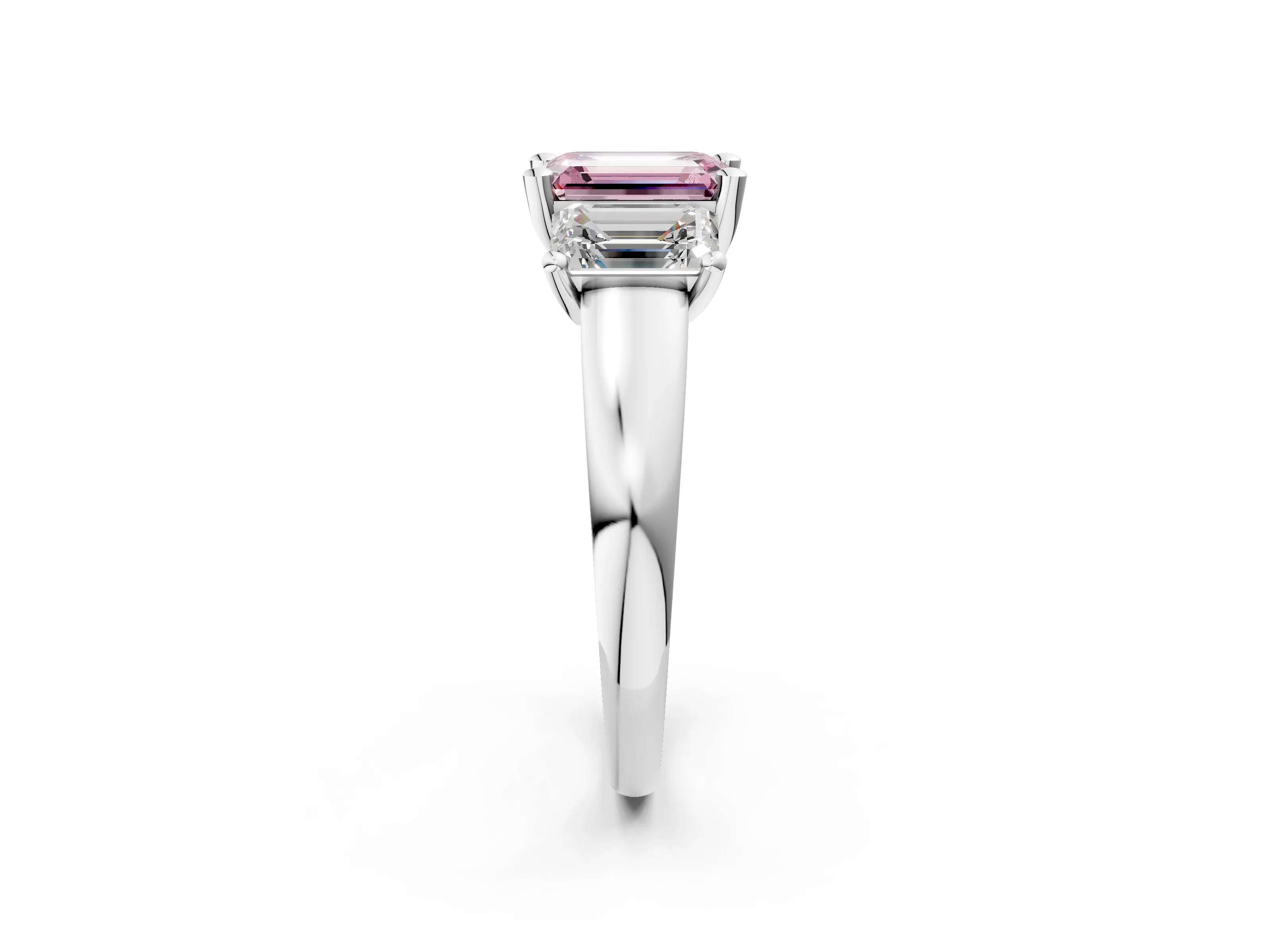 White gold Three-Stone Fancy Pink Emerald Cut Cut Solitaire Ring with Classic Prong Setting_14