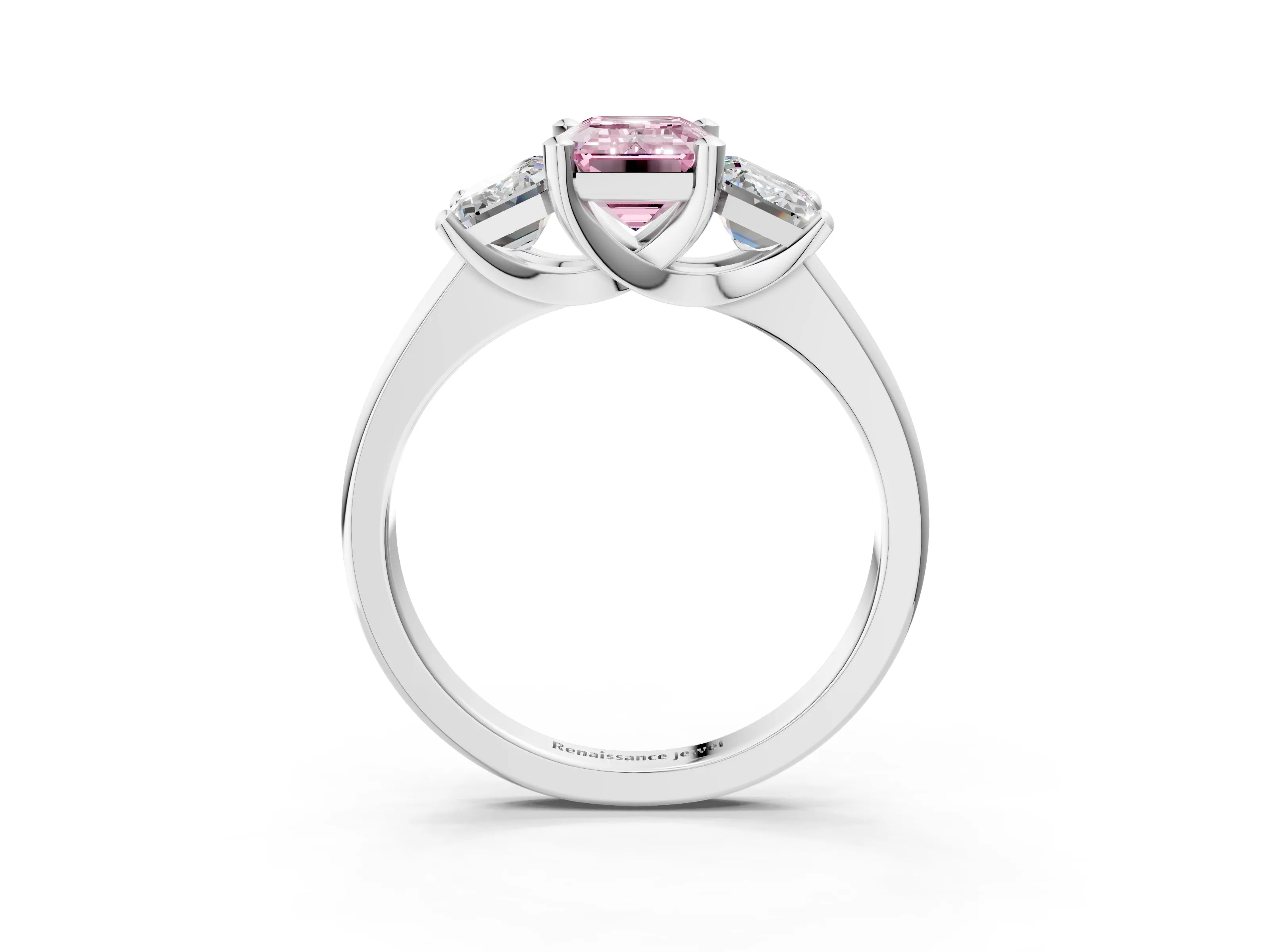 White gold Three-Stone Fancy Pink Emerald Cut Cut Solitaire Ring with Classic Prong Setting_15