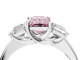 White gold Three-Stone Fancy Pink Emerald Cut Cut Solitaire Ring with Classic Prong Setting_16