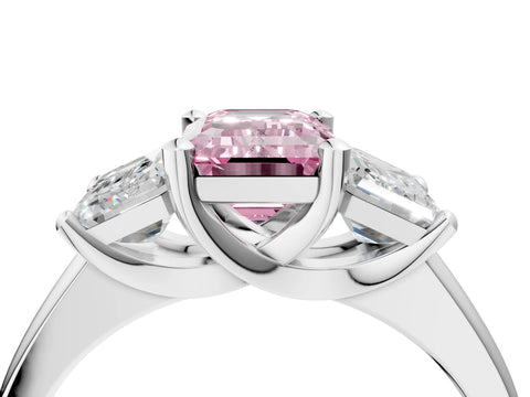 White gold Three-Stone Fancy Pink Emerald Cut Cut Solitaire Ring with Classic Prong Setting_16