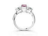 White gold Three-Stone Fancy Pink Emerald Cut Diamond Channel Set Engagement Ring with Prong Setting_15