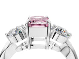 White gold Three-Stone Fancy Pink Emerald Cut Diamond Channel Set Engagement Ring with Prong Setting_28