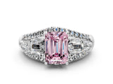 White gold Three-Stone Fancy Pink Emerald Cut Diamond Engagement Ring with Pave Band and Prong Setting_18