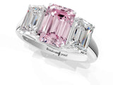 White gold Three-Stone Fancy Pink Emerald Cut Diamond Engagement Ring with Prong Setting_16