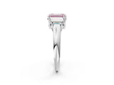 White gold Three-Stone Fancy Pink Emerald Cut Diamond Engagement Ring with Prong Setting_17