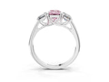 White gold Three-Stone Fancy Pink Emerald Cut Diamond Engagement Ring with Prong Setting_18
