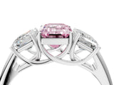 White gold Three-Stone Fancy Pink Emerald Cut Diamond Engagement Ring with Prong Setting_19