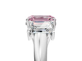 White gold Three-Stone Fancy Pink Emerald Cut Diamond Engagement Ring with Prong Setting_20
