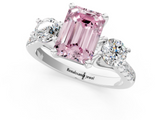 White gold Three-Stone Fancy Pink Emerald  Cut Diamond Pavé Band with Four-Prong Setting_29