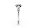 White gold Three-Stone Fancy Pink Emerald  Cut Diamond Pavé Band with Four-Prong Setting_30
